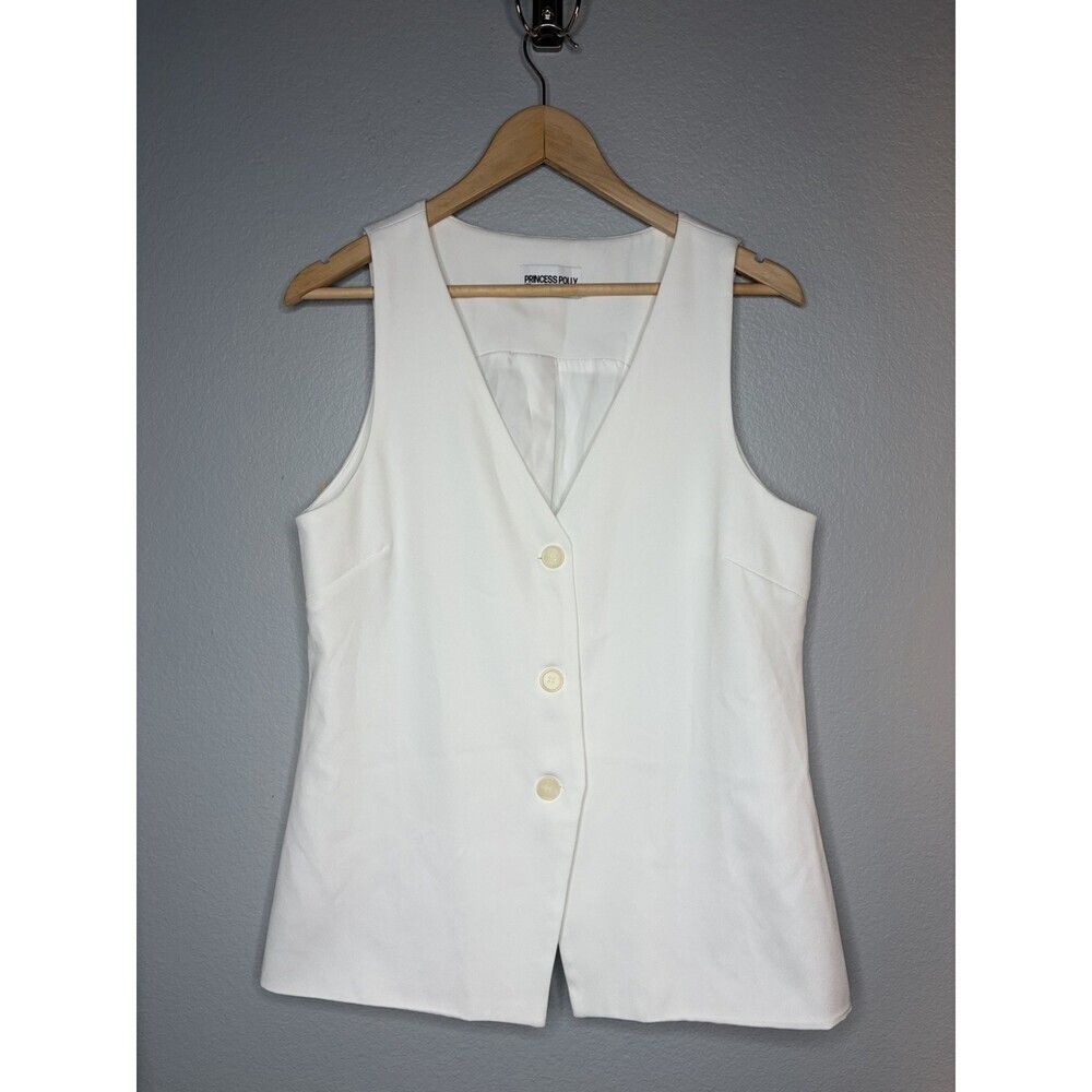 Princess Polly Women’s White Vest Top US 6/Medium V NeckLine - Picture 5 of 6